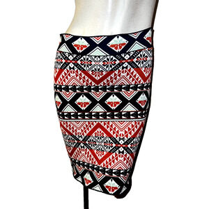 BCBG Maxazria Women's Size M Red Green Blue STARR Bandage Bodycon Skirt
